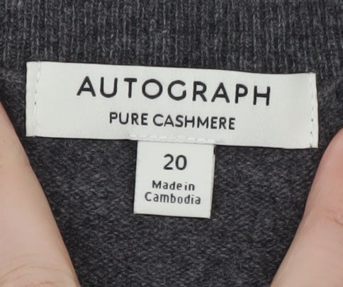 Marks and Spencer Autograph Women Grey Pure Cashmere Crew Neck Jumper Size 20