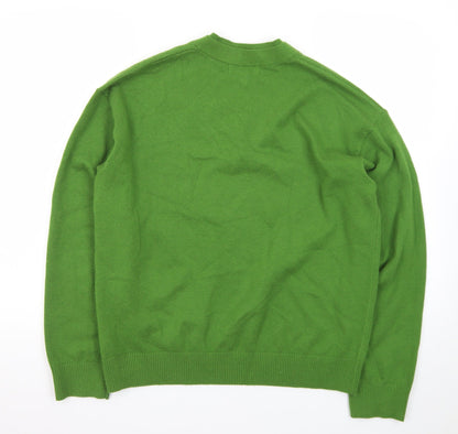 Marks and Spencer Women's Green V-Neck Cotton Jumper Size M