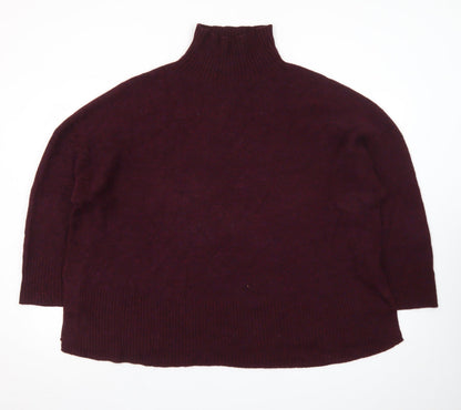 Poetry Women’s Purple Roll Neck Alpaca Cotton Jumper UK 20 Relaxed Fit