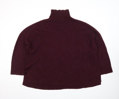 Poetry Women’s Purple Roll Neck Alpaca Cotton Jumper UK 20 Relaxed Fit