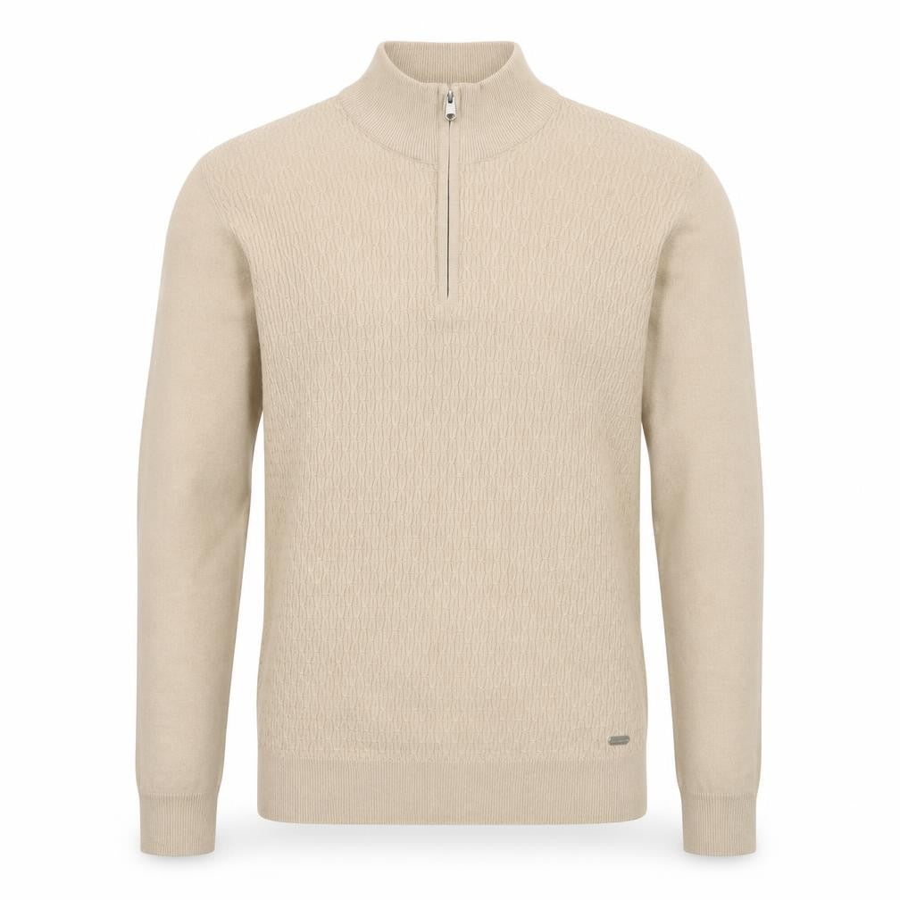 Threadbare Men's Beige 1/4 Zip Knit Jumper High Neck L