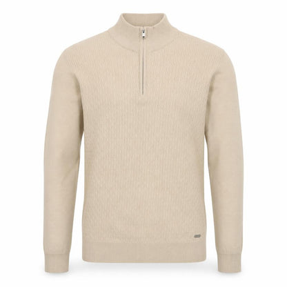 Threadbare Men's Beige 1/4 Zip Knit Jumper High Neck L