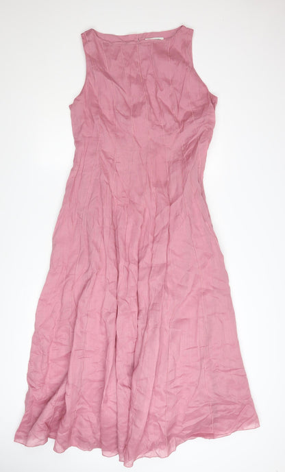 Marks and Spencer Women’s Pink Size 16 Sleeveless Fit & Flare Midi Dress