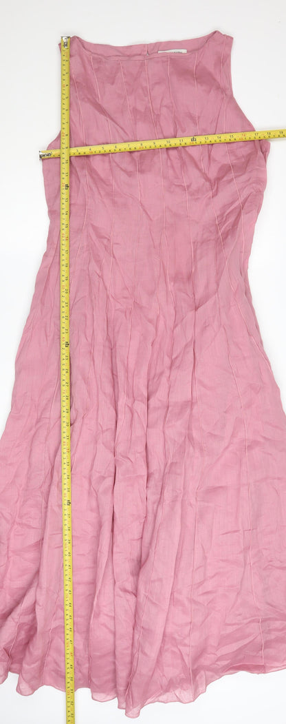 Marks and Spencer Women’s Pink Size 16 Sleeveless Fit & Flare Midi Dress