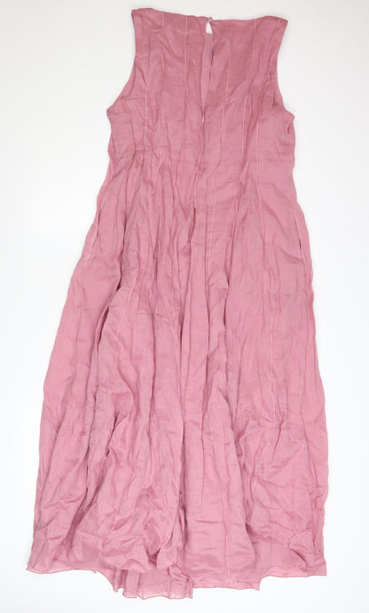 Marks and Spencer Women’s Pink Size 16 Sleeveless Fit & Flare Midi Dress
