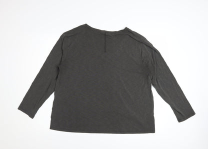 Marks and Spencer Per Una Women Grey V-Neck Long Sleeve Basic Top Size 18