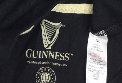 Guinness Men Black XL Short Sleeve Beer Graphic Cotton T-Shirt