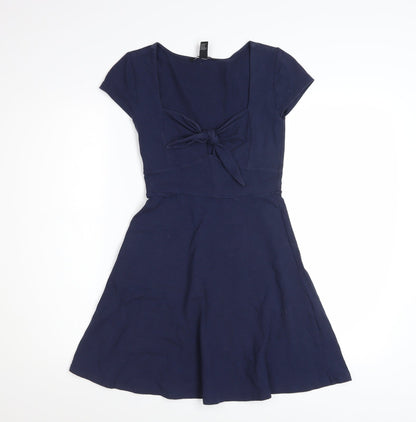 Forever 21 Women's Blue Fit & Flare Bow Knee Length Dress Size S