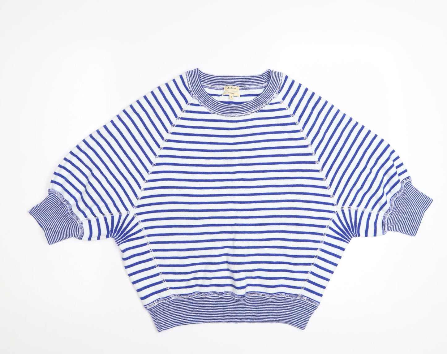 Bellerose Womens Blue Striped Cotton Short Sleeve Oversized Jumper S
