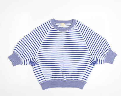 Bellerose Womens Blue Striped Cotton Short Sleeve Oversized Jumper S