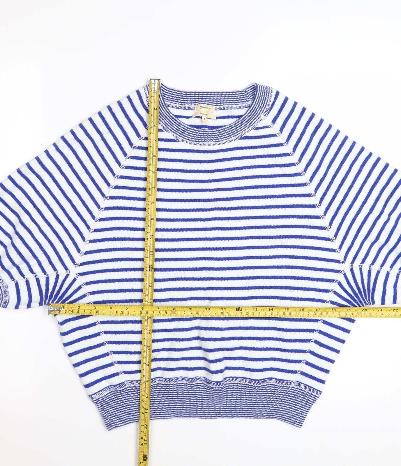 Bellerose Womens Blue Striped Cotton Short Sleeve Oversized Jumper S