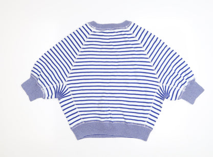 Bellerose Womens Blue Striped Cotton Short Sleeve Oversized Jumper S