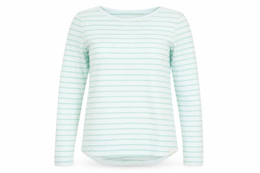 Fat Face Womens Blue Stripe Cotton Long Sleeve T-Shirt Size 8