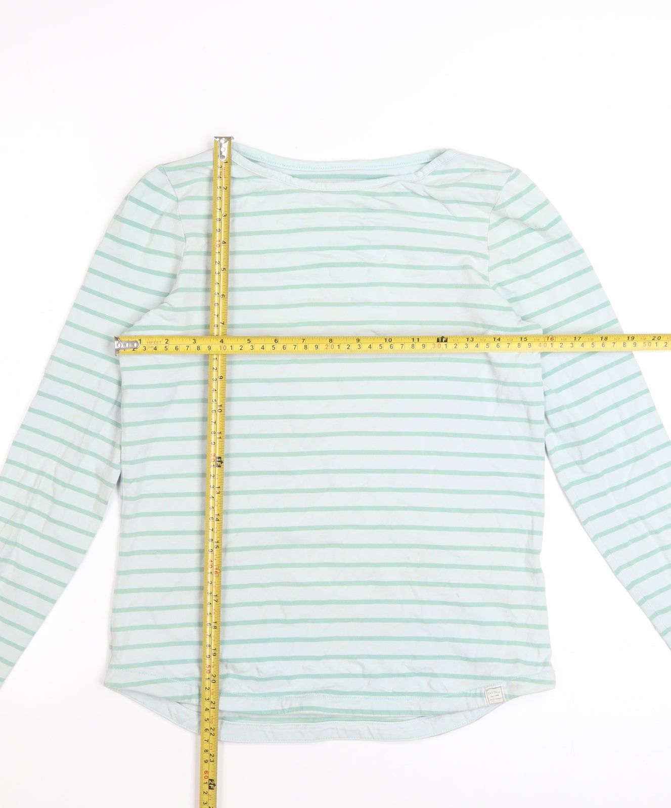 Fat Face Womens Blue Stripe Cotton Long Sleeve T-Shirt Size 8