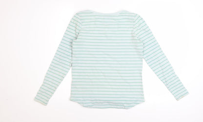 Fat Face Womens Blue Stripe Cotton Long Sleeve T-Shirt Size 8
