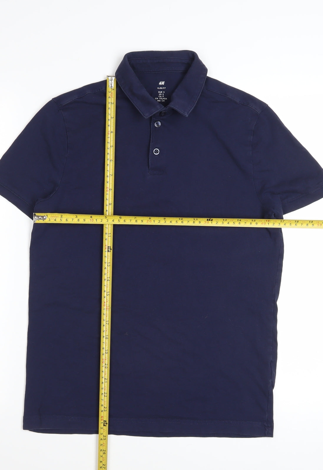 H&M Men's Blue Slim Fit Polo Shirt Size S Short Sleeve Casual