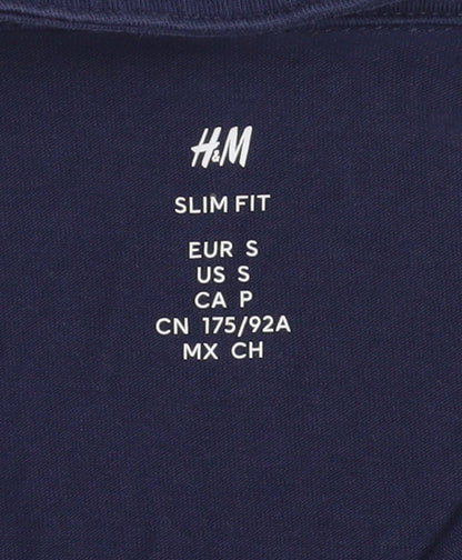H&M Men's Blue Slim Fit Polo Shirt Size S Short Sleeve Casual