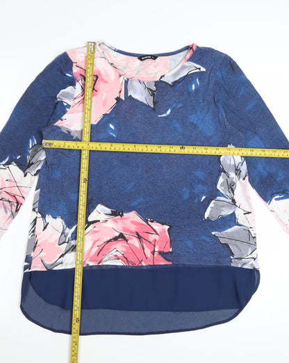 Roman Women’s Blue Floral Long Sleeve Tunic Top Size 12
