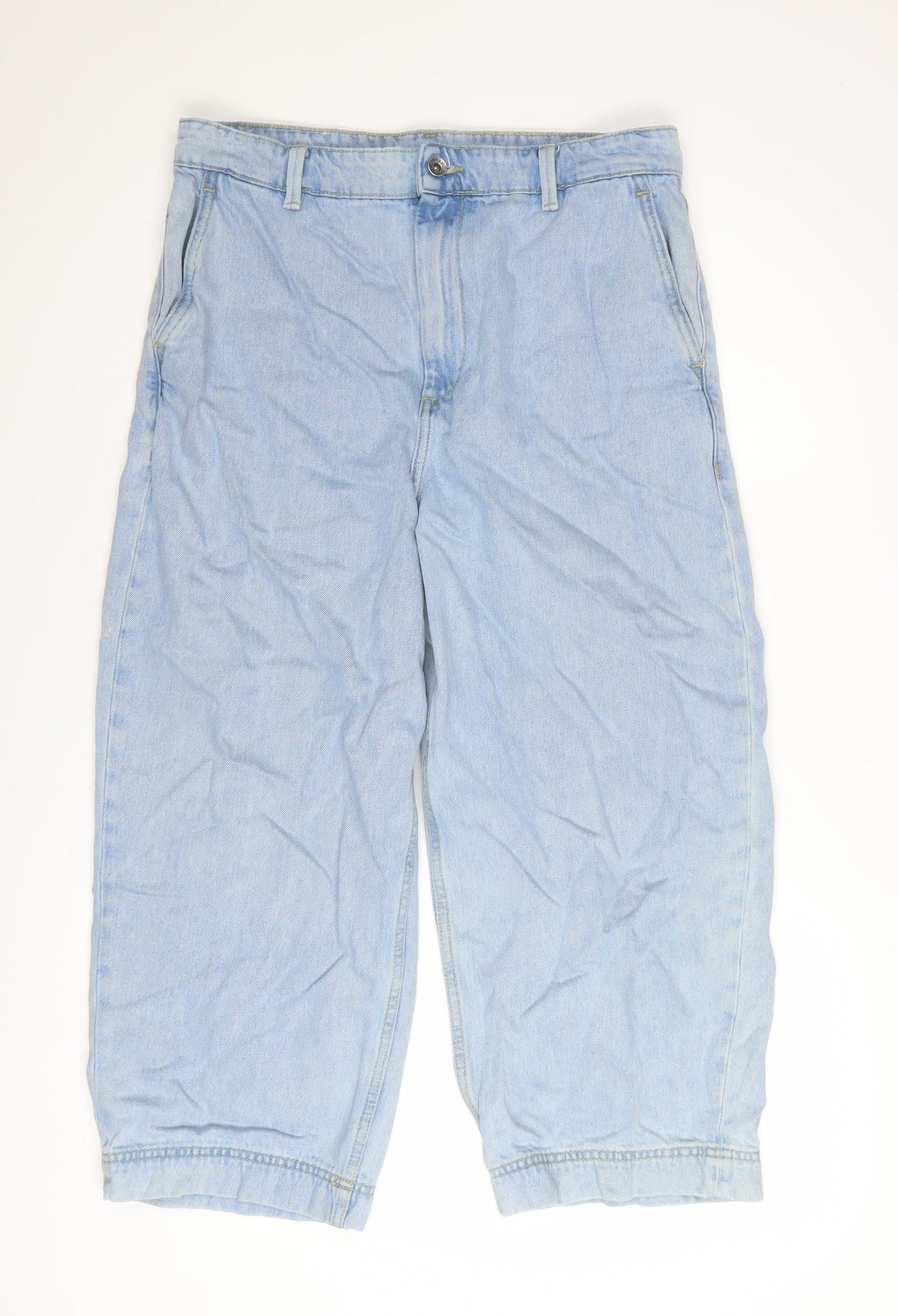 Jigsaw Womens Blue Cropped Relaxed Fit Denim Jeans Size 30