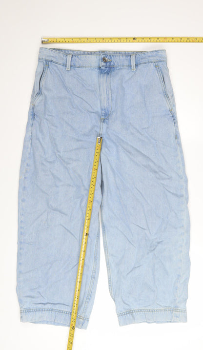 Jigsaw Womens Blue Cropped Relaxed Fit Denim Jeans Size 30