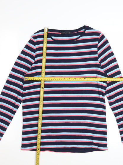 Marks and Spencer Women's Multicoloured Striped Cotton Long Sleeve T-Shirt Size 16