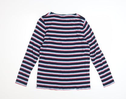 Marks and Spencer Women's Multicoloured Striped Cotton Long Sleeve T-Shirt Size 16