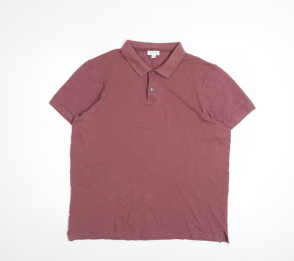 Sunspel Men's Brown XL Cotton Polo Shirt Short Sleeve Casual