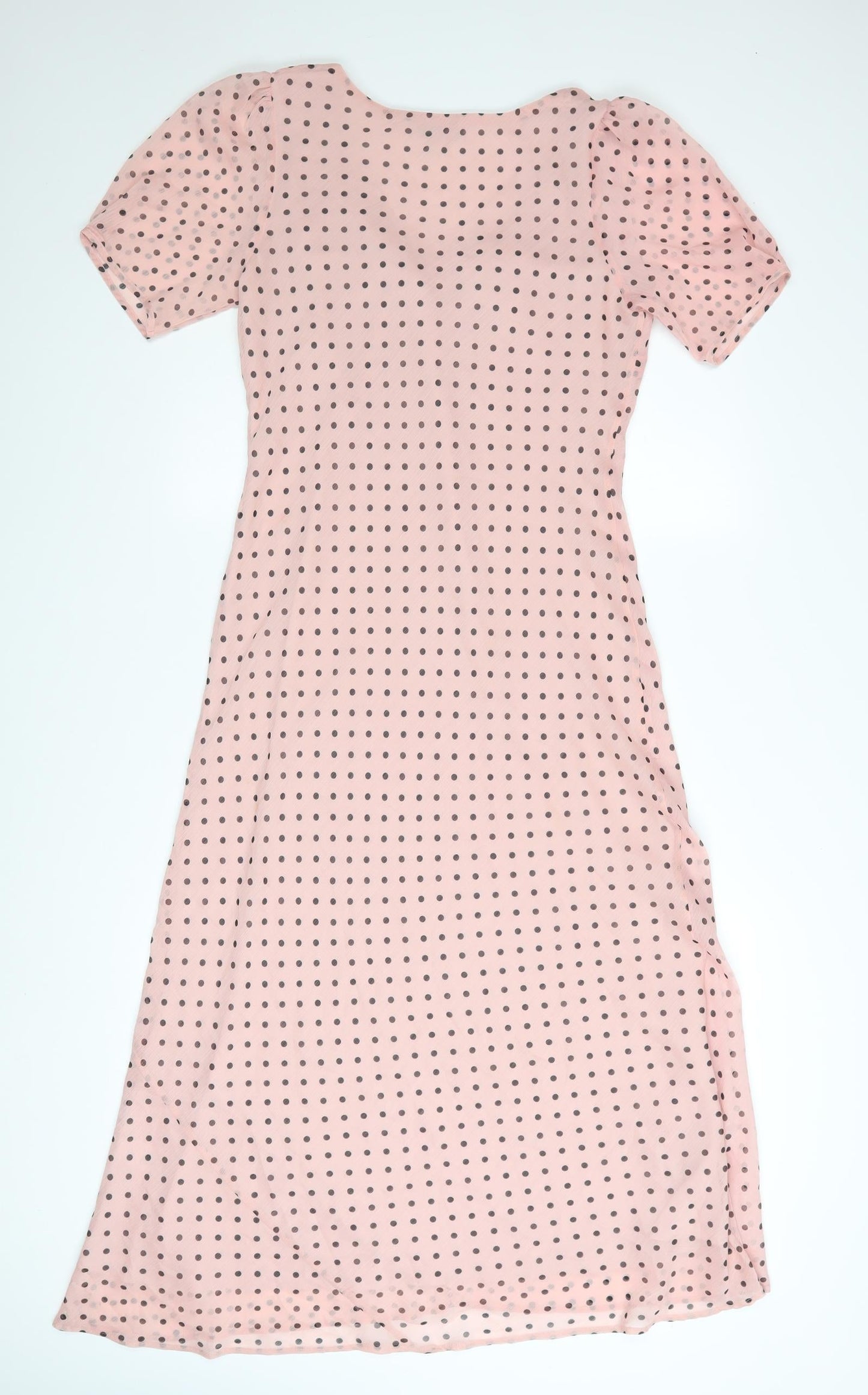 Marks and Spencer Women Pink Polka Dot Bow Midi Dress Size 10