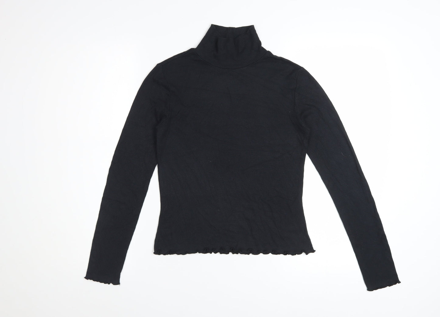French Connection Women's Black XS Roll Neck Long Sleeve Stretch Top