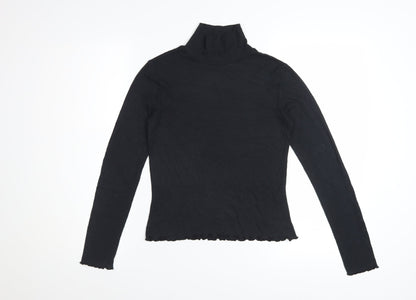 French Connection Women's Black XS Roll Neck Long Sleeve Stretch Top