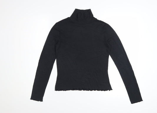 French Connection Women's Black XS Roll Neck Long Sleeve Stretch Top