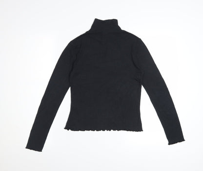 French Connection Women's Black XS Roll Neck Long Sleeve Stretch Top