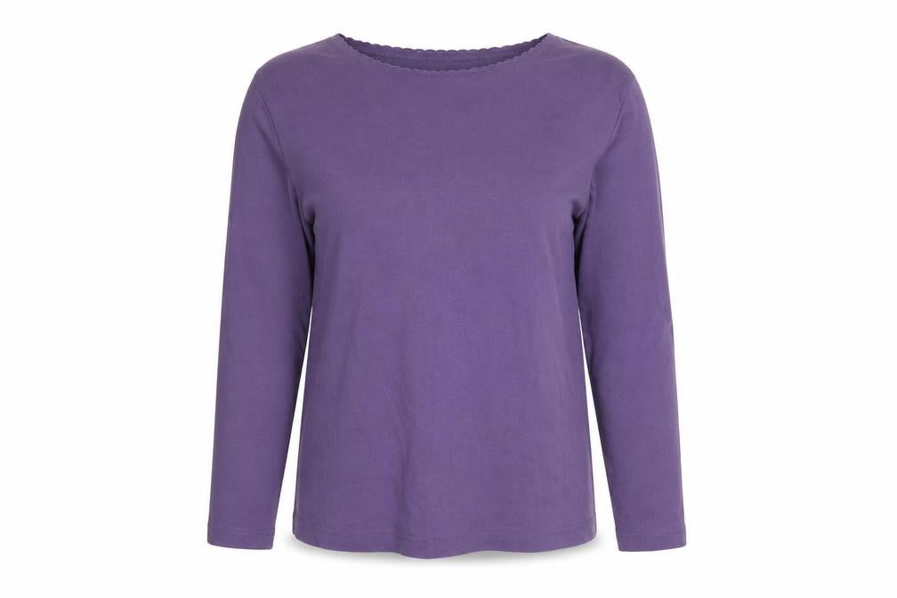 Lands' End Women's Purple Long Sleeve Cotton Basic T-Shirt Size M