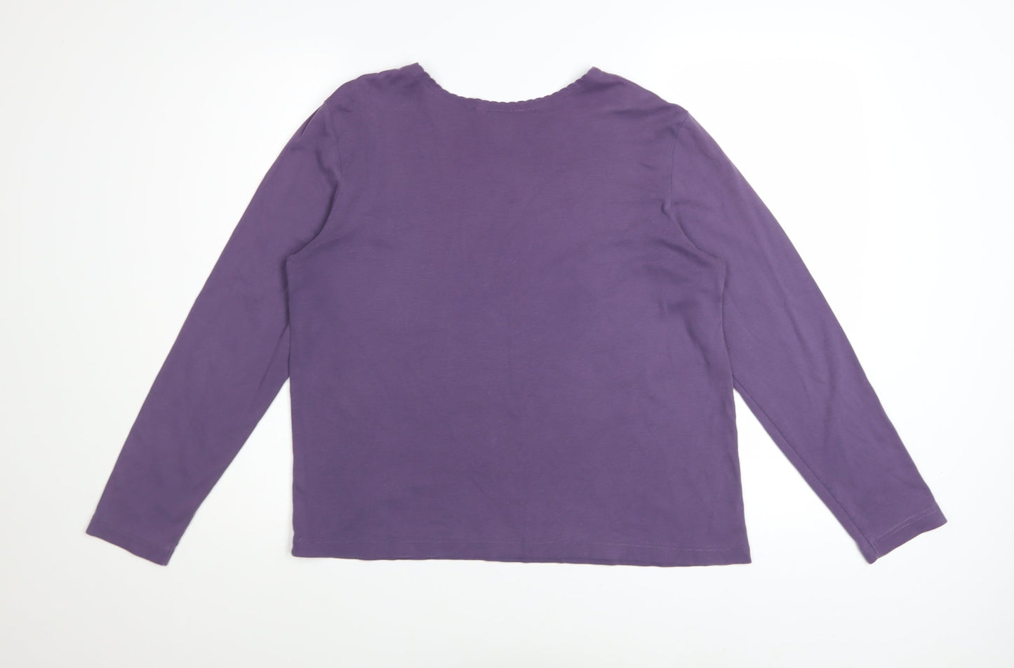 Lands' End Women's Purple Long Sleeve Cotton Basic T-Shirt Size M