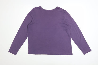Lands' End Women's Purple Long Sleeve Cotton Basic T-Shirt Size M