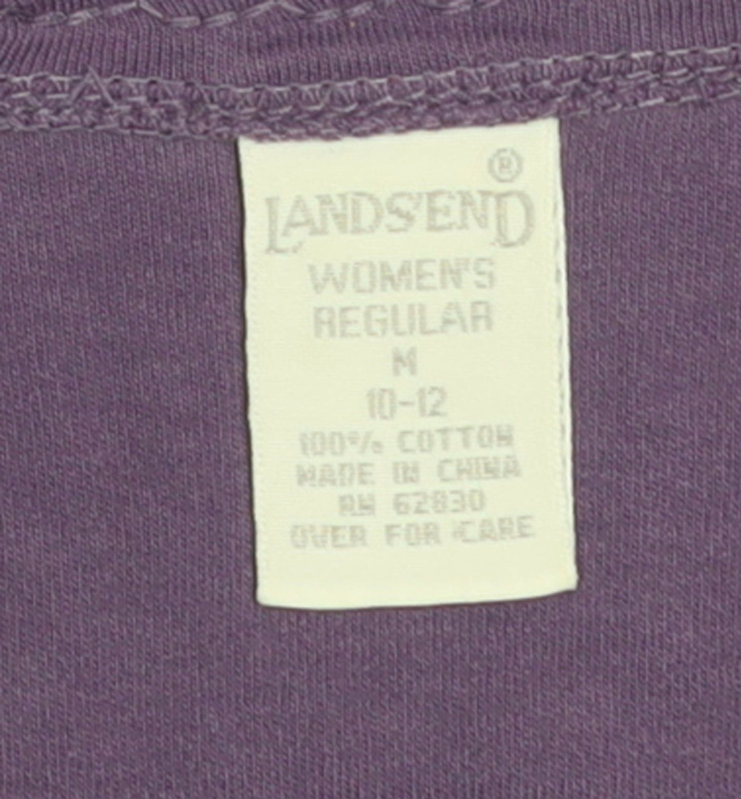 Lands' End Women's Purple Long Sleeve Cotton Basic T-Shirt Size M