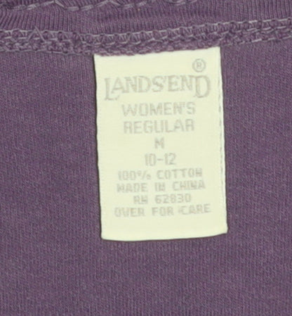 Lands' End Women's Purple Long Sleeve Cotton Basic T-Shirt Size M