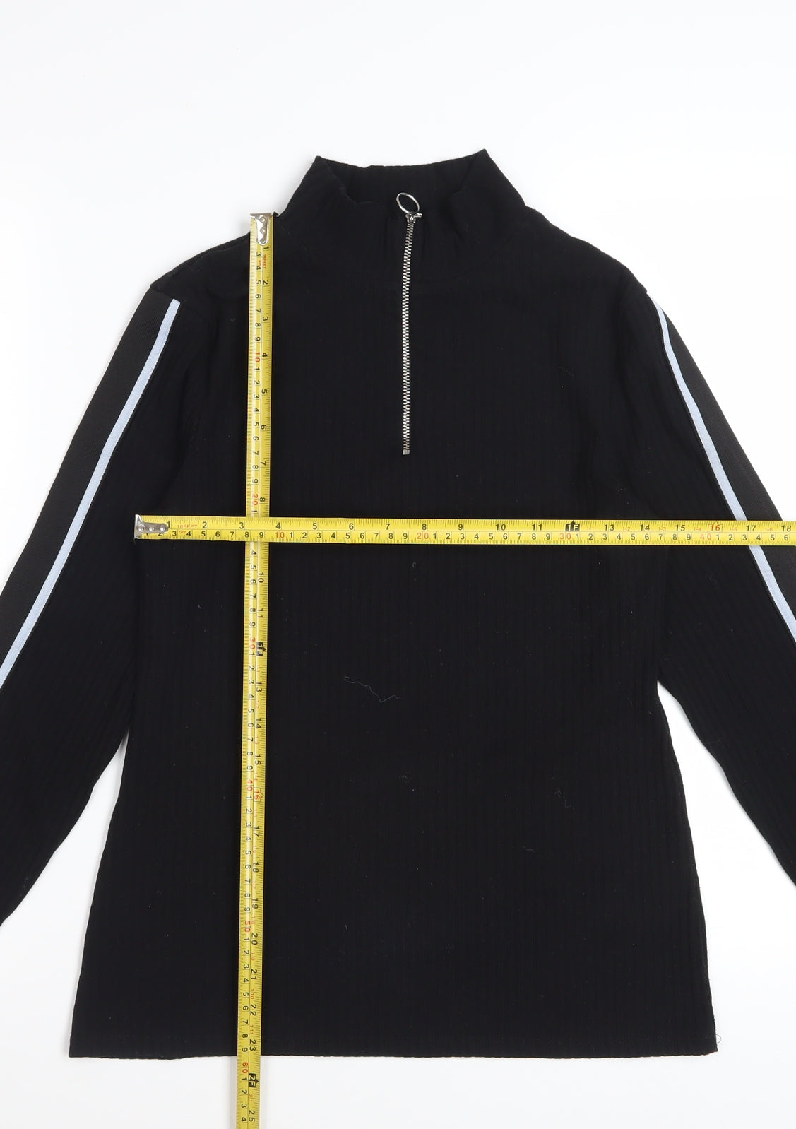 Marks and Spencer Womens Black High Neck Zip Long Sleeve Top Size 10