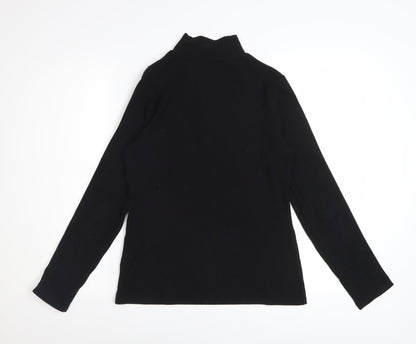 Marks and Spencer Womens Black High Neck Zip Long Sleeve Top Size 10
