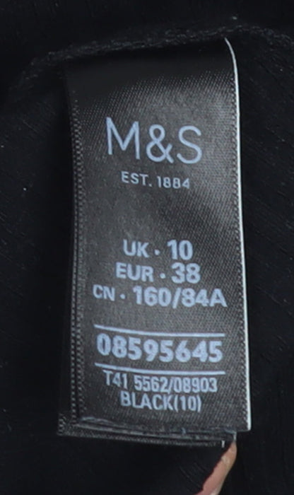 Marks and Spencer Womens Black High Neck Zip Long Sleeve Top Size 10