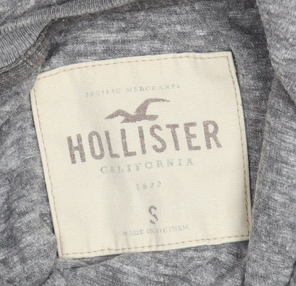 Hollister Men's Grey Sleeveless Hoodie Vest S Hooded Gym Top