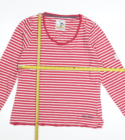 Lazy Jacks Women's Red White Striped Cotton Long Sleeve T-Shirt Size L