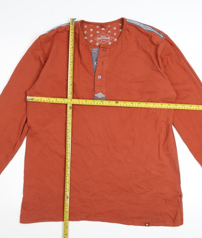 Joe Browns Men's Brown Long Sleeve Henley T-Shirt Size M 100% Cotton