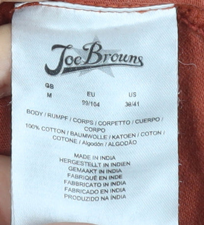 Joe Browns Men's Brown Long Sleeve Henley T-Shirt Size M 100% Cotton