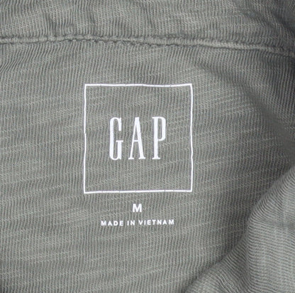 GAP Women Green Cropped Polo Shirt Long Sleeve Cotton M