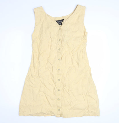 Rafaella Women's Beige Linen Sleeveless Button Shift Dress Size 12