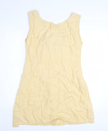 Rafaella Women's Beige Linen Sleeveless Button Shift Dress Size 12