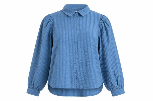 VILA Women's Blue Long Sleeve Collared Button Blouse Size 10