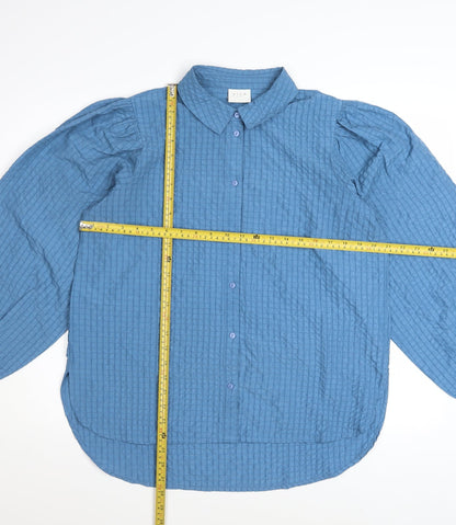 Vila Women's Blue Long Sleeve Collared Button Blouse Size 10