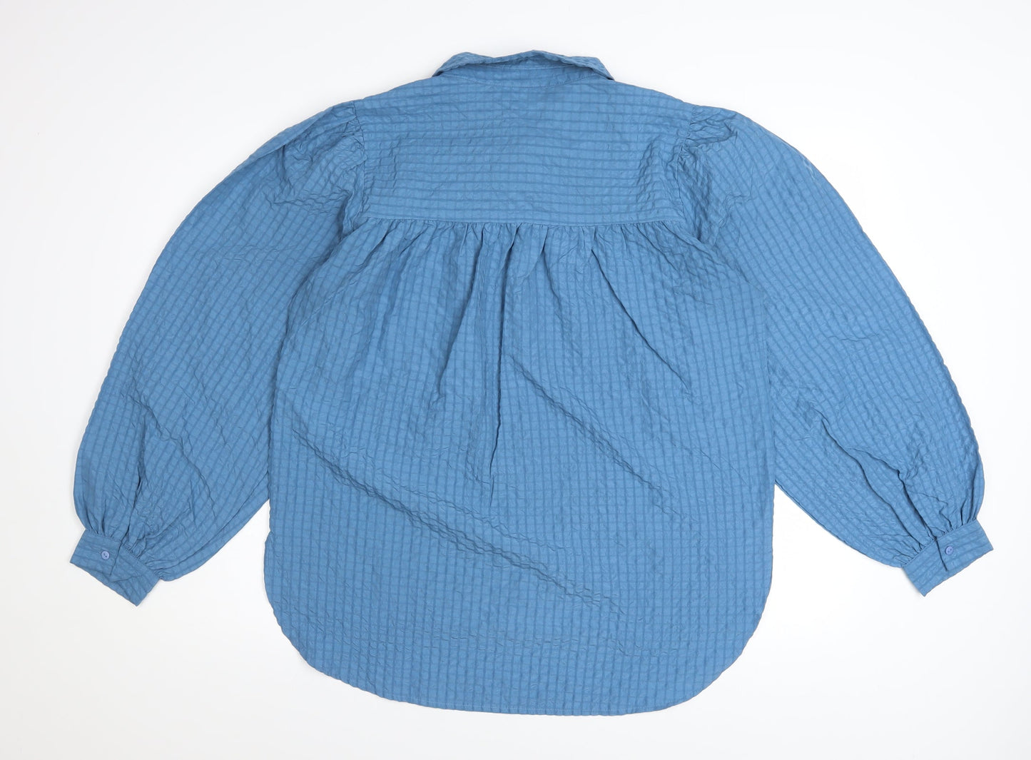 Vila Women's Blue Long Sleeve Collared Button Blouse Size 10